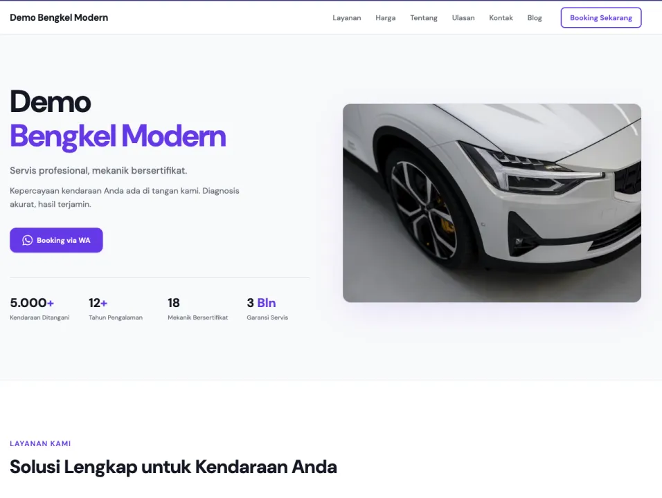 Template Bengkel & Otomotif Modern